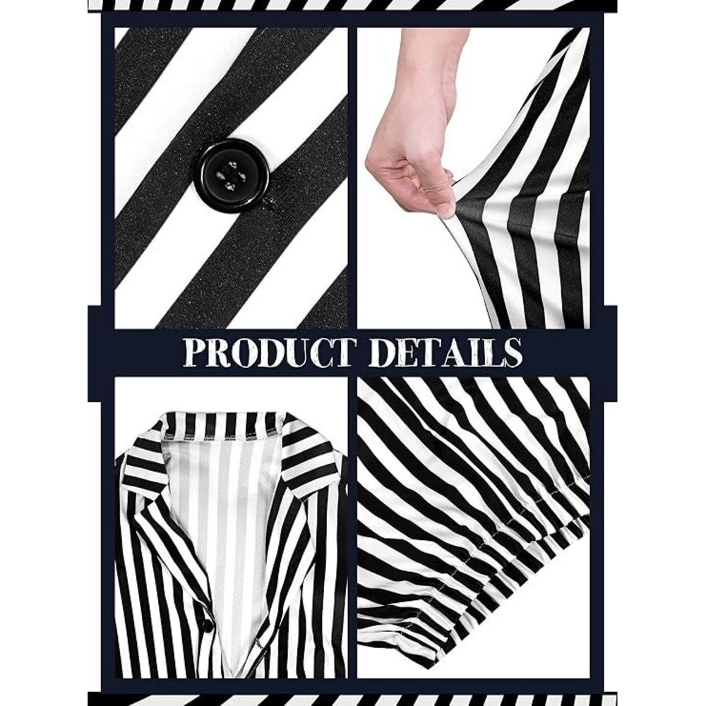 Smiffys Mens Halloween Black and White Striped Suit Scary Cosplay Costume XL NEW - Picture 6 of 7